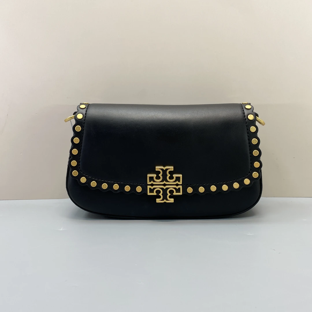95新 TORY BURCH/汤丽柏琦 黑色单肩腋下包 22*13*6cmD082001