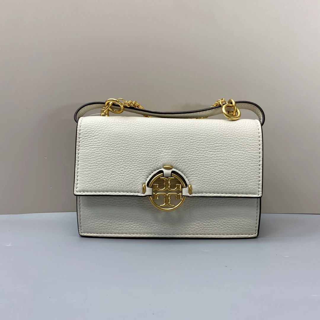 95新 TORY BURCH/汤丽柏琦 miller白色迷你风琴斜挎包 19*12*6