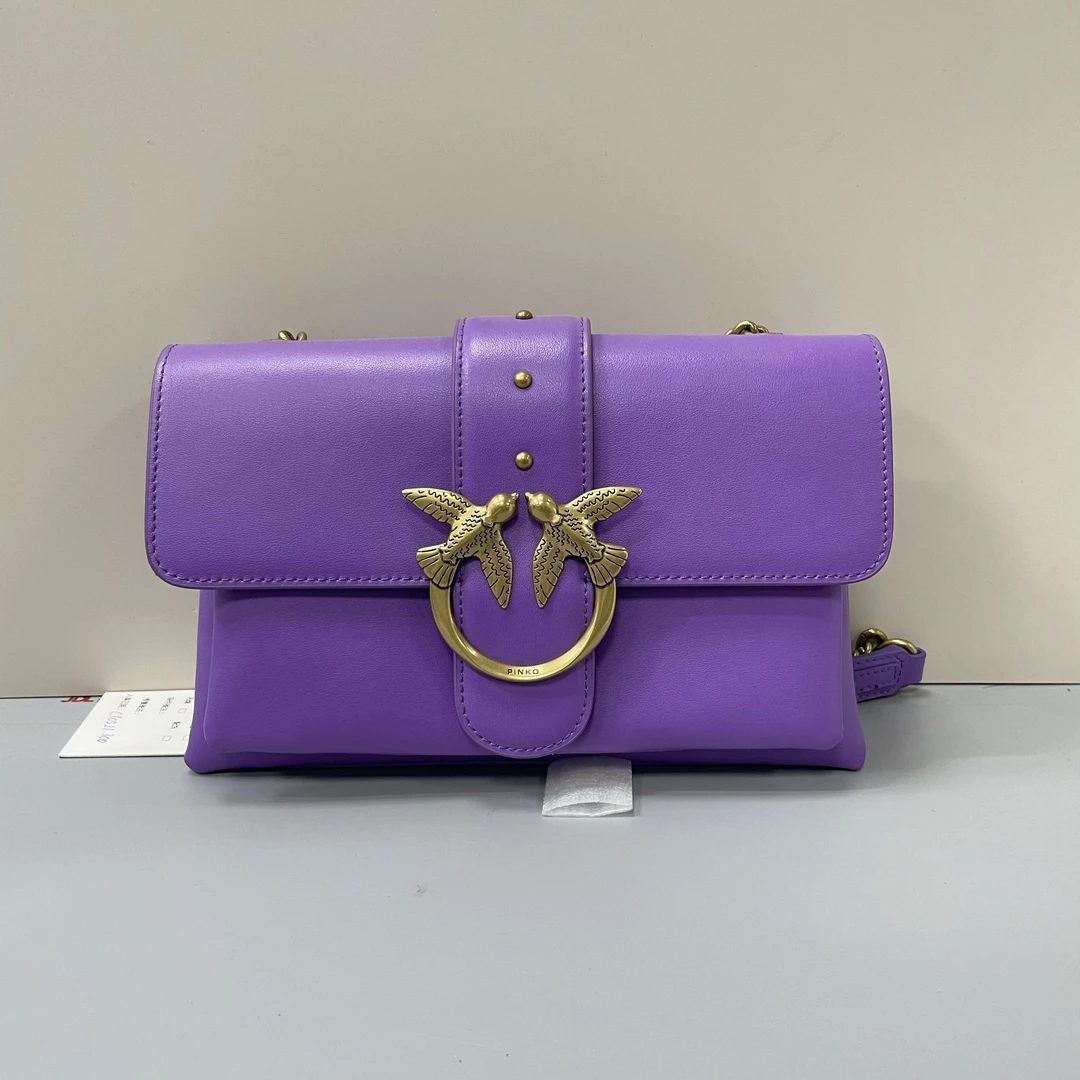 95新 PINKO 紫色燕子包23x15x3cmD010208