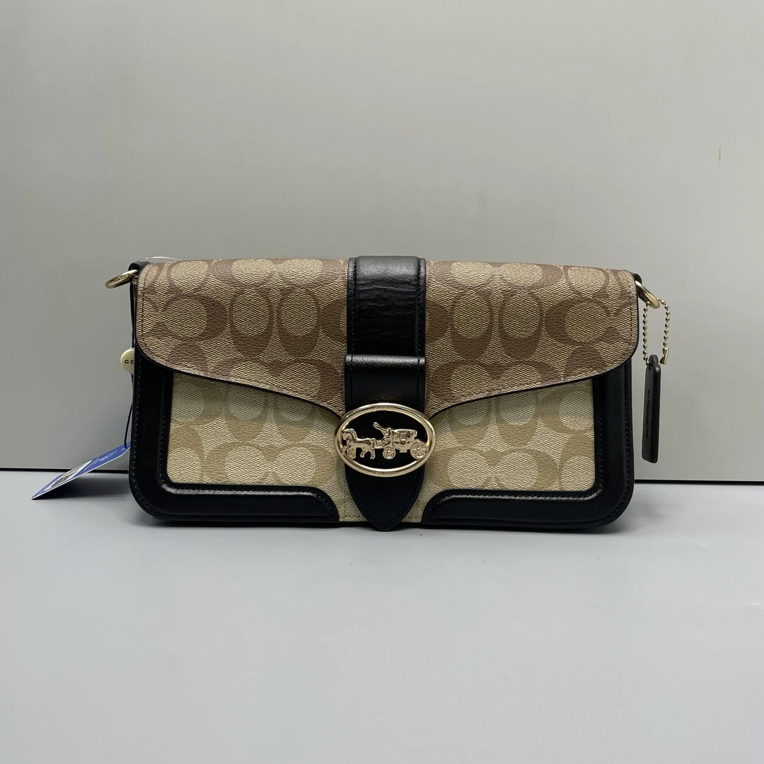 95新 COACH/蔻驰 Georgie27 老花拼接酒神包27x14x7cmD102012