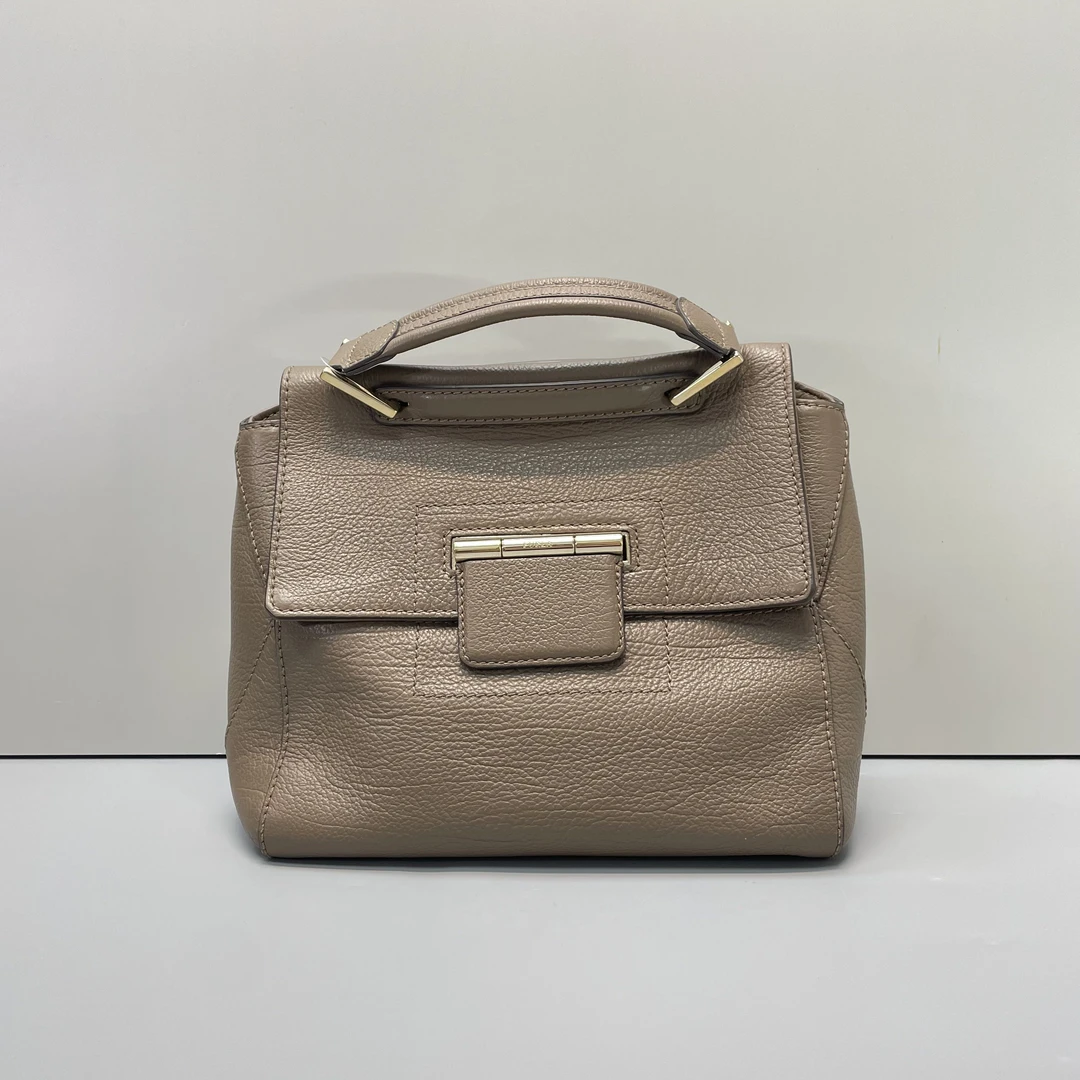95新 FURLA/芙拉 灰色手提包（少长肩带）23x21x10cmD101708