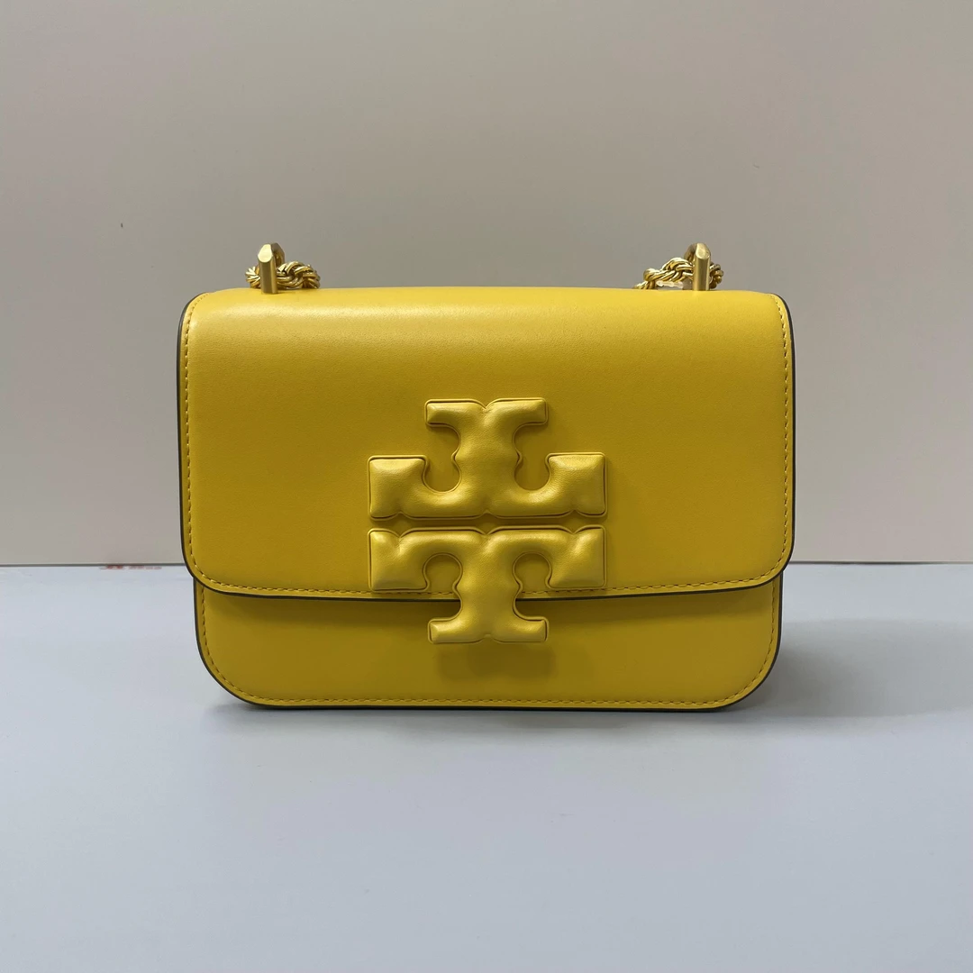 95新 Tory Burch/汤丽柏琦  ELEANOR黄小号链条时尚女包19x13x6cm