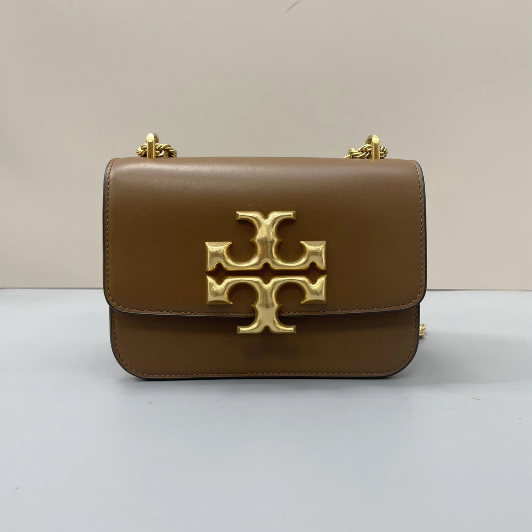 95新 Tory Burch/汤丽柏琦 ELEANOR棕小号链条时尚女包19x13x6cm