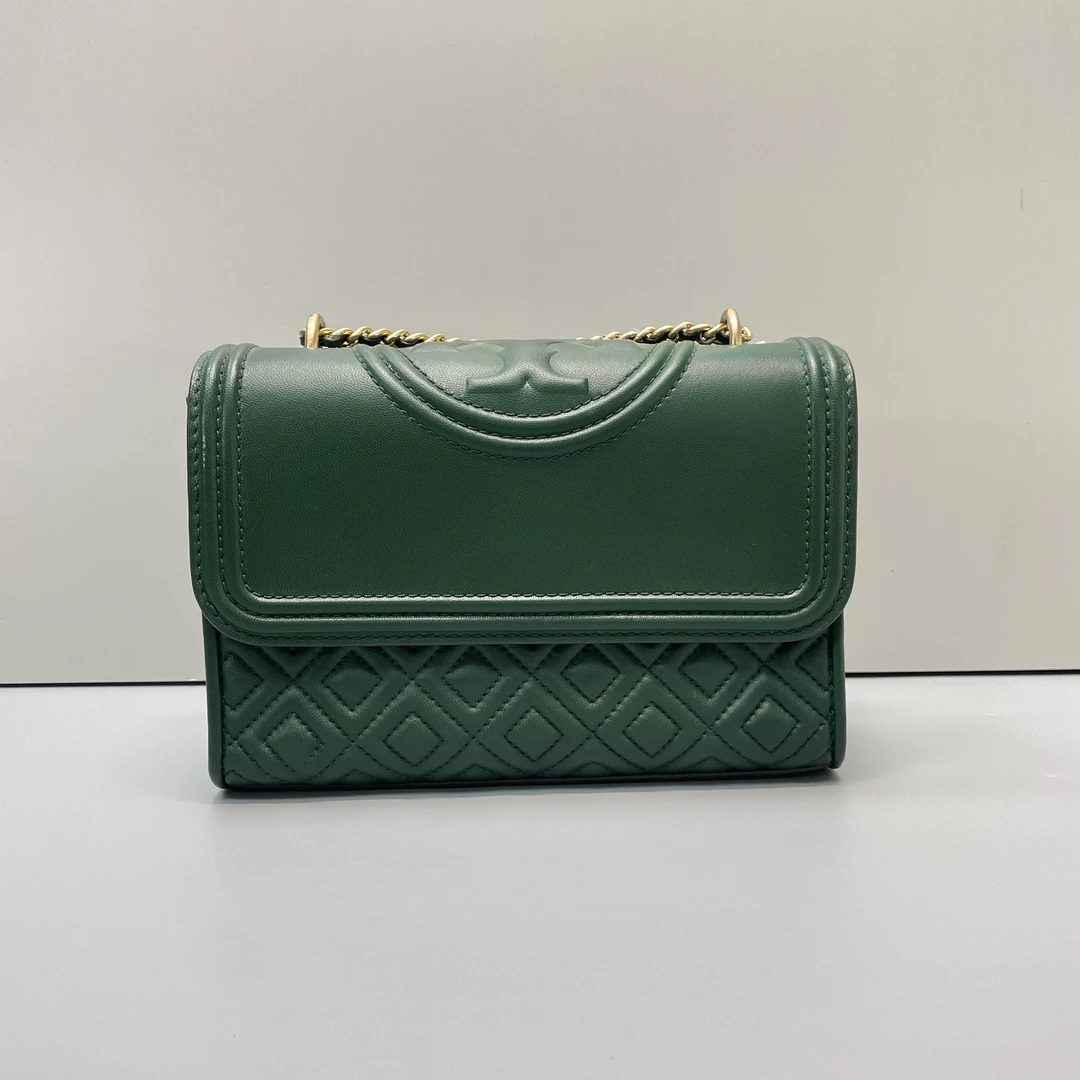 90新 TORY BURCH/汤丽柏琦 绿色链条斜挎包21x15x5cmD101616
