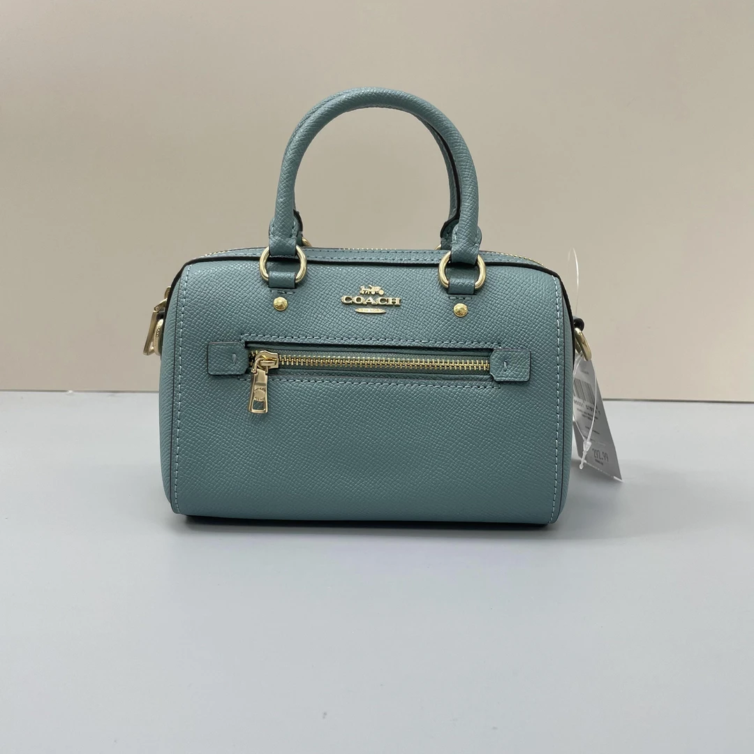 99新 COACH/蔻驰 Rowan 蓝色迷你波士顿包17x10x7cmC122214