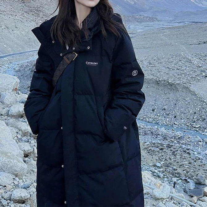 森馬2023过膝盖长款宽松面包服羽绒衣面包服冬季外套加厚羽绒衣女