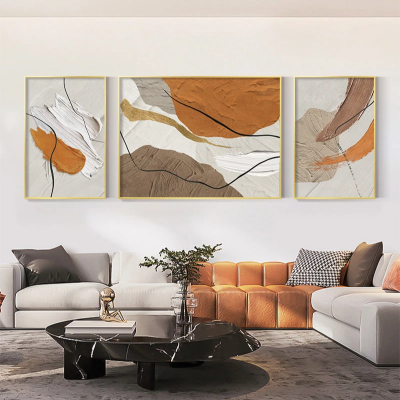 客厅装饰画现代沙发背景墙挂画高档艺术三联壁画艺术现代高级大气