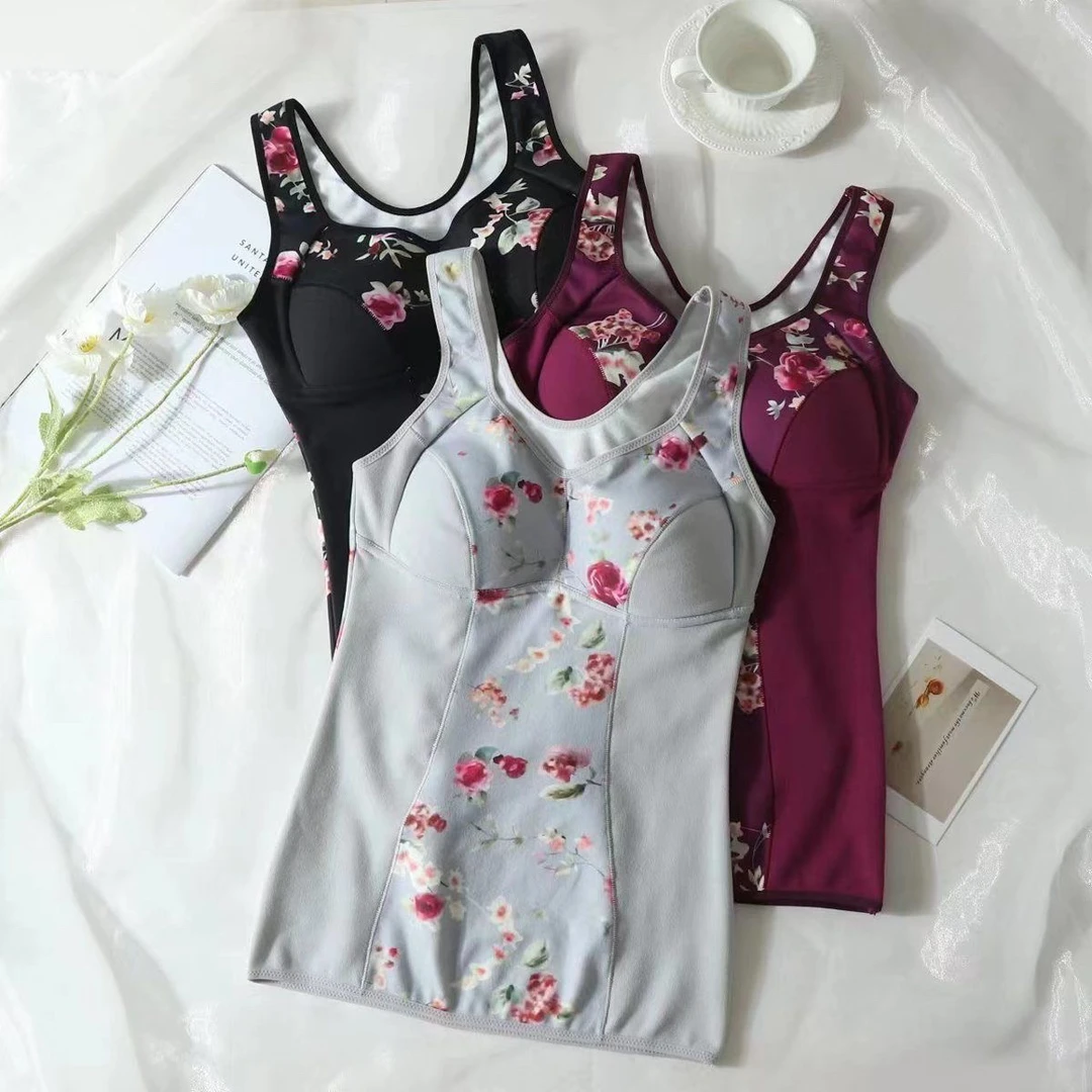 日单四色碎花美背