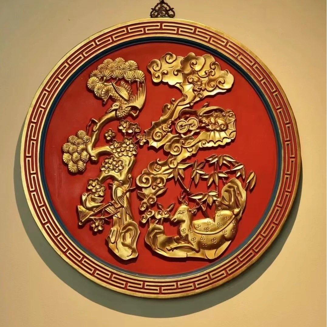 老物件老木雕老牌匾挂屏福禄双全