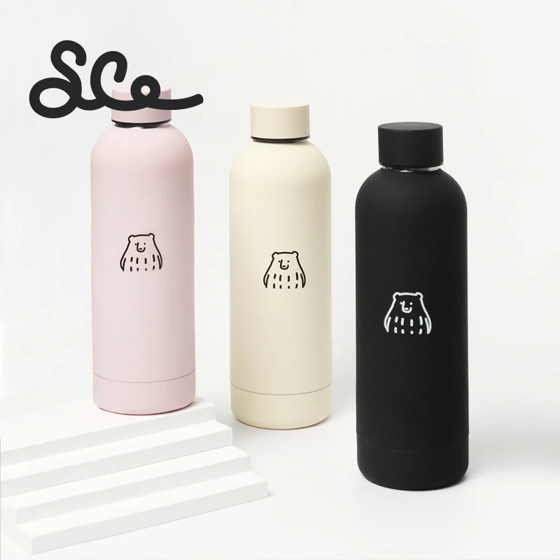 素生家居原创野营小熊不锈钢304保温杯大容量水杯子500ml