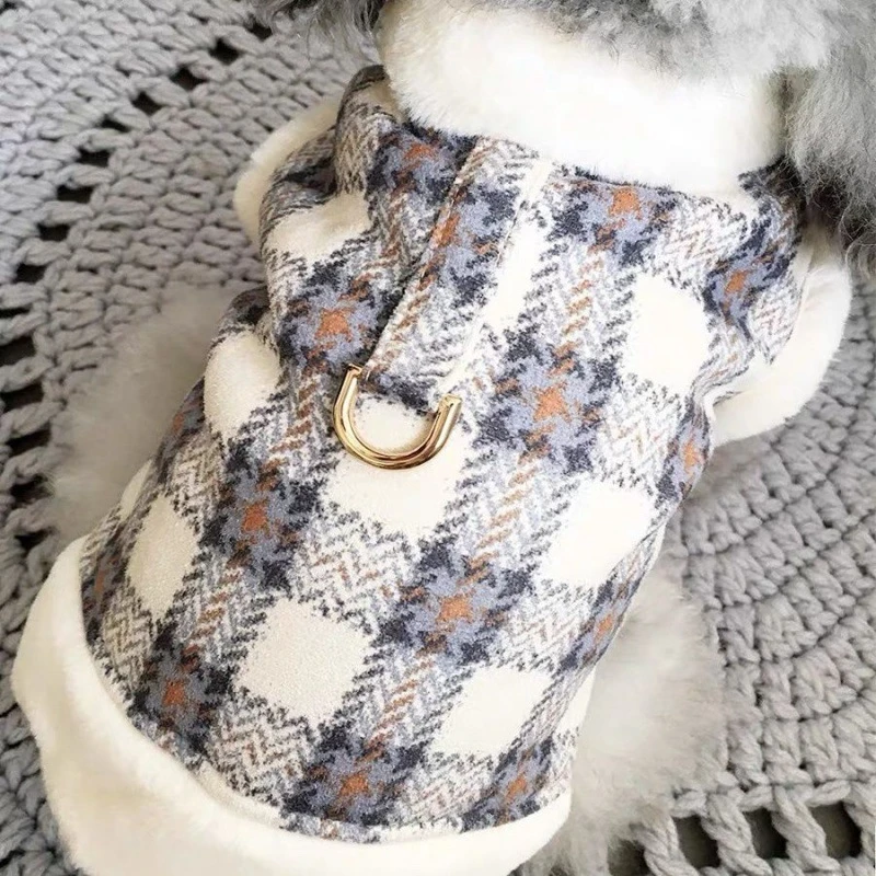宠物衣服冬季可牵引加绒狗狗泰迪小狗小型犬比熊博美猫咪秋冬保暖