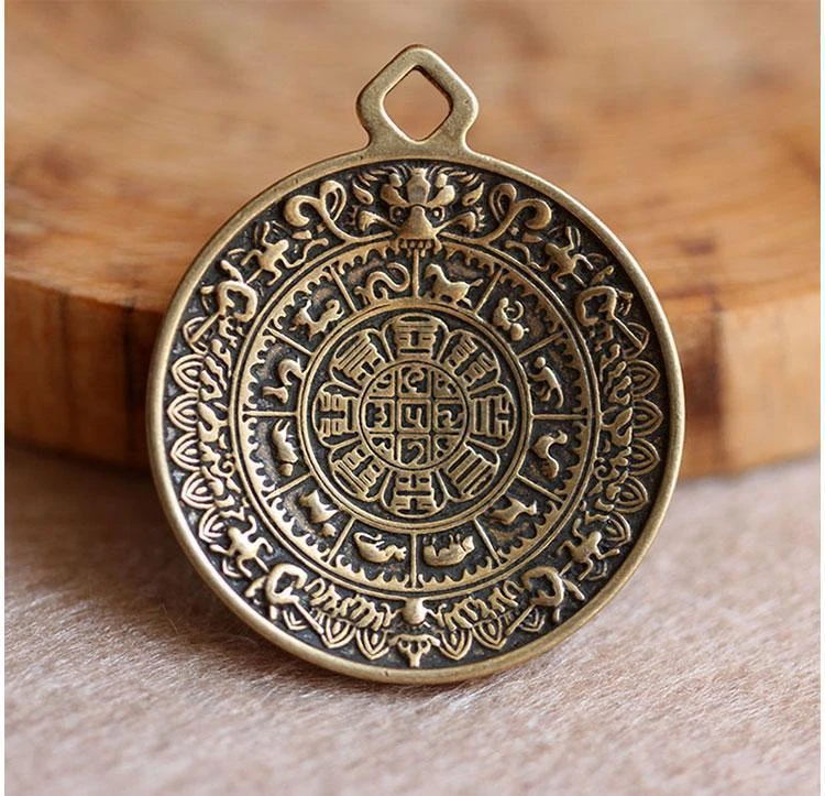 十二生肖九宫八卦牌汽车钥匙扣护身钥匙挂件挂件吊坠装饰品小礼品