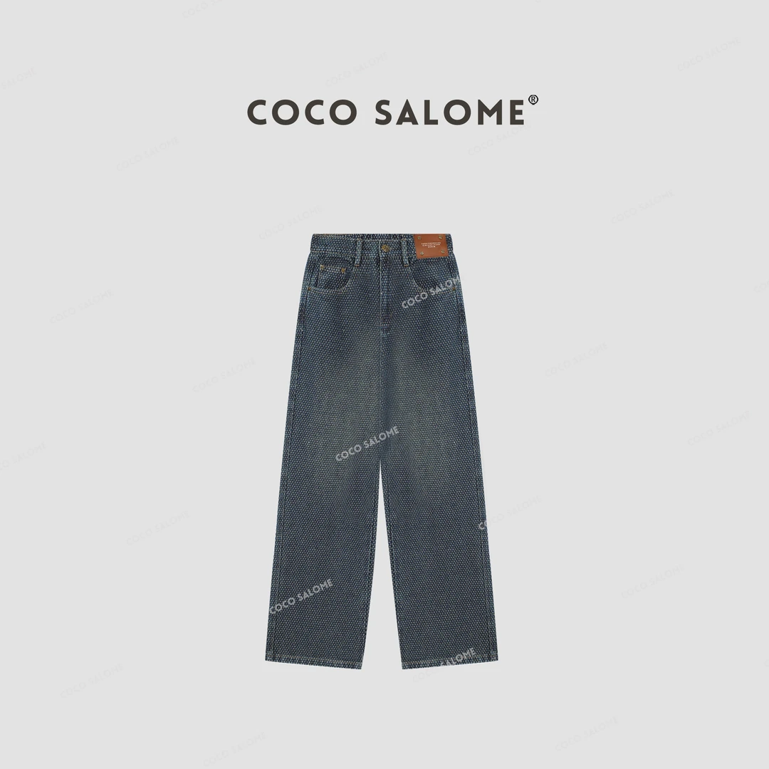 COCO SALOME⑥【编织牛仔】冬季烫钻裤子洋气炸街女装穿搭牛仔裤0450