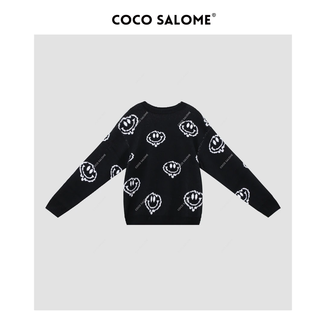 COCO SALOME⑥【 彩虹的微笑】情侣限定潮流百搭款笑脸毛衣6602