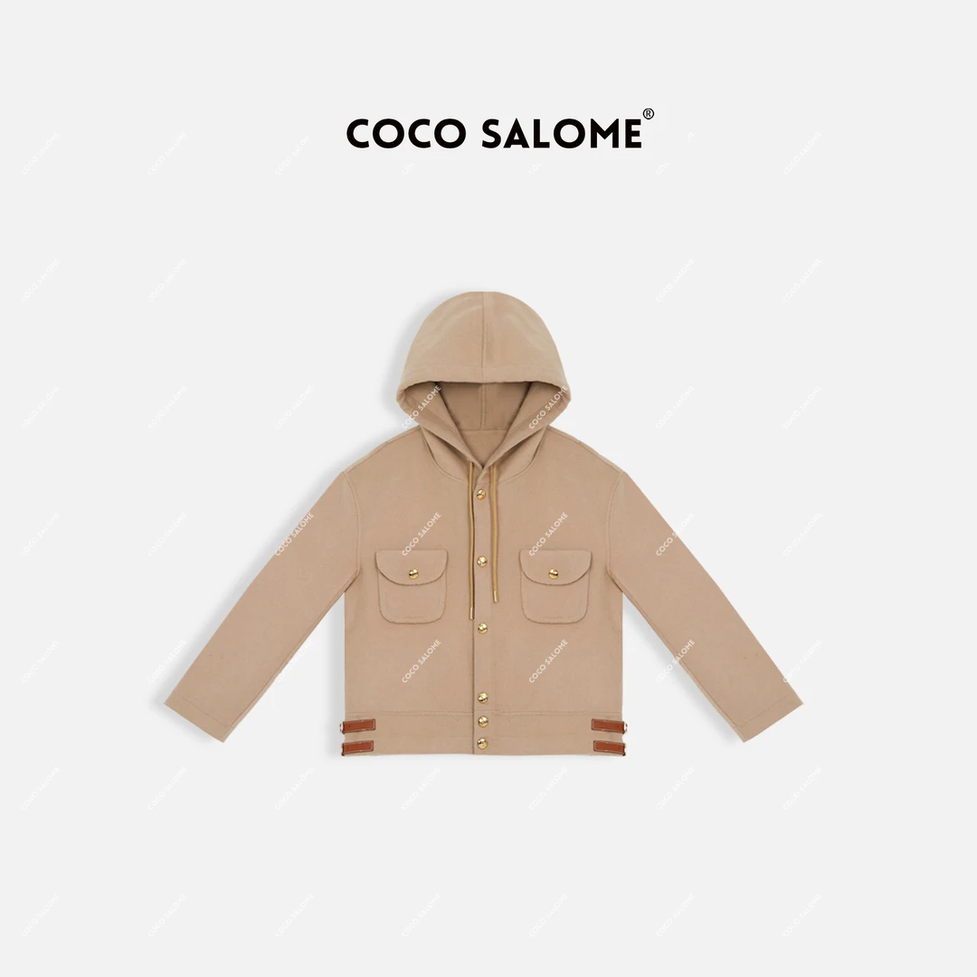 COCO SALOME⑥【焦糖慕斯】冬季外套连帽纽扣轻奢外套过年战衣3091