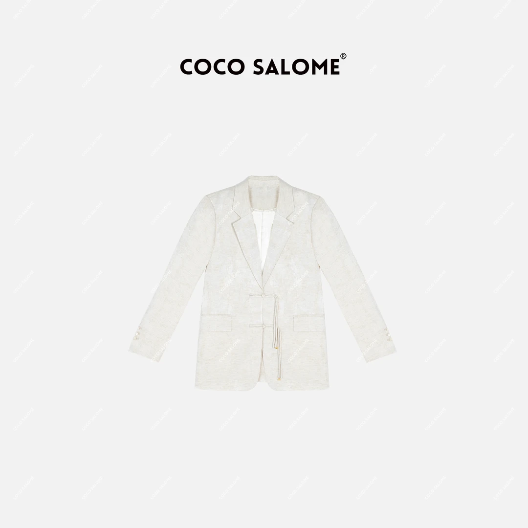COCO SALOME⑥【书香门第】亚麻秋款长袖休闲气质女装西装外套6171