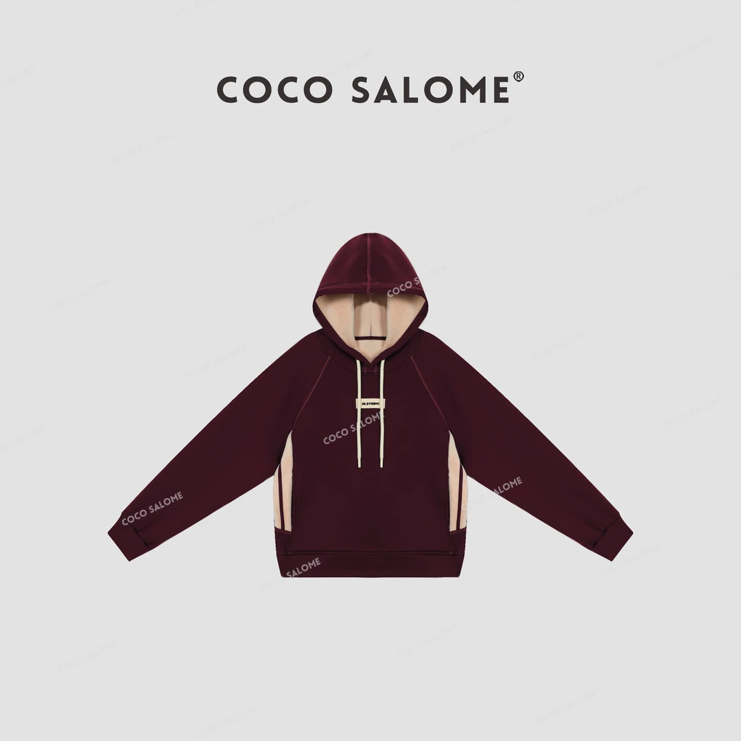 韩彬彬⑥【红酒】天丝桑蚕丝冬季加绒加厚女装洋气休闲装卫衣695S