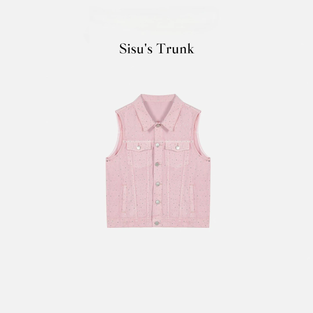 韩彬彬⑥【粉钻】新款重工满钻简约水洗牛仔洋气衣服女外套1866