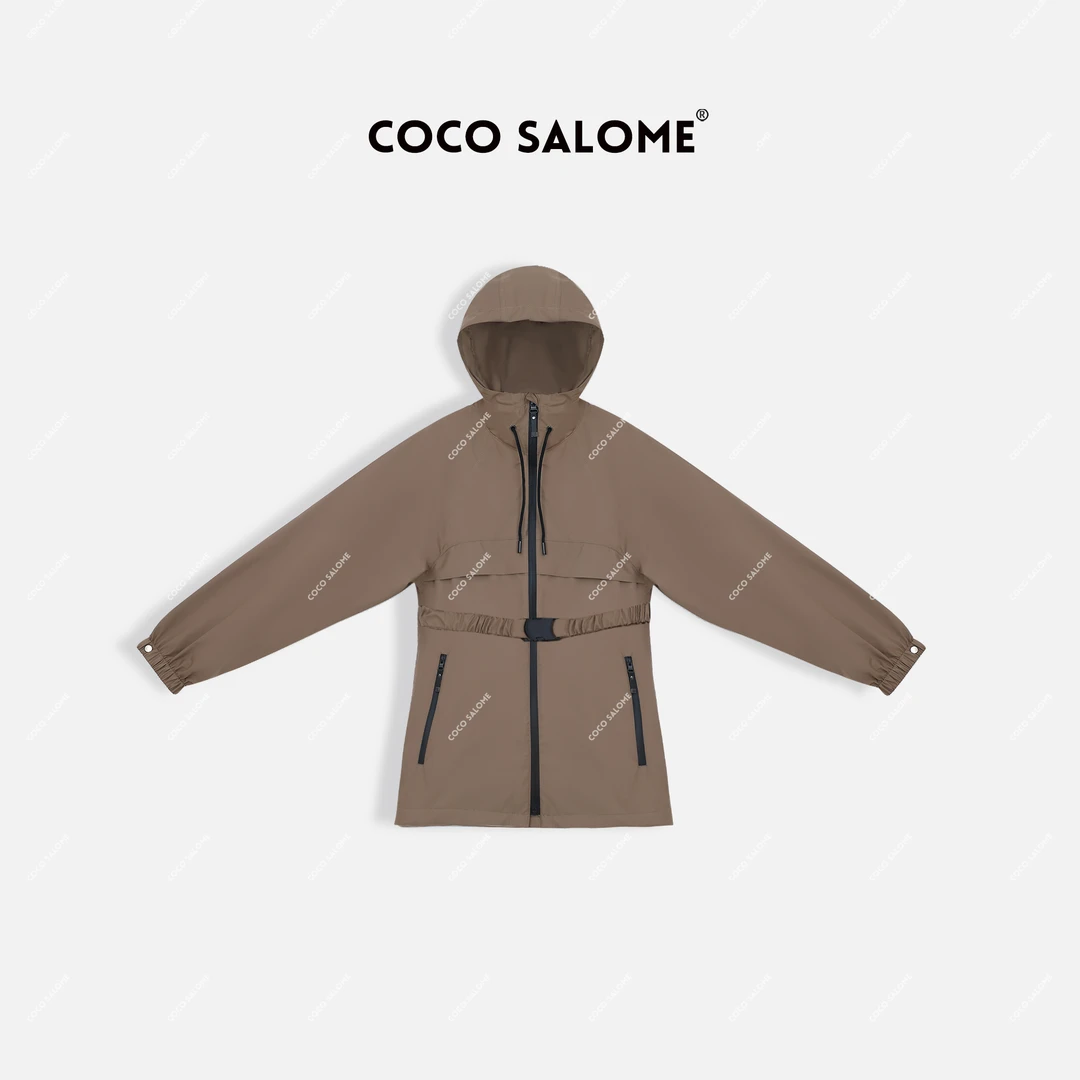 COCOSALOME⑥【风铃】秋冬款抽绳连帽风衣洋气休闲装大衣外套3095