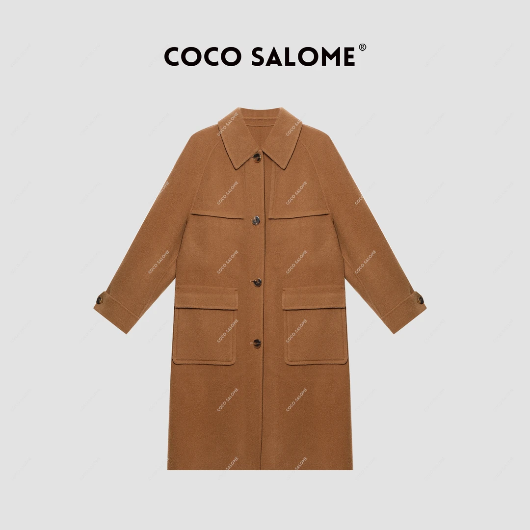 COCO SALOME⑥【西野暮色】秋冬款100绵羊毛大衣外套春节战袍8858