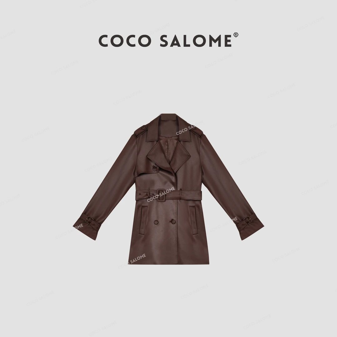 COCO SALOME⑥【纵享丝滑】冬季走秀款韩系特种纱带腰带轻奢风衣0193