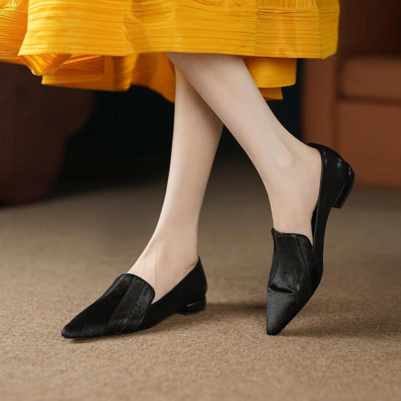 马皮/2025秋季小众轻奢单鞋尖头单鞋百搭单鞋女真皮女鞋D991