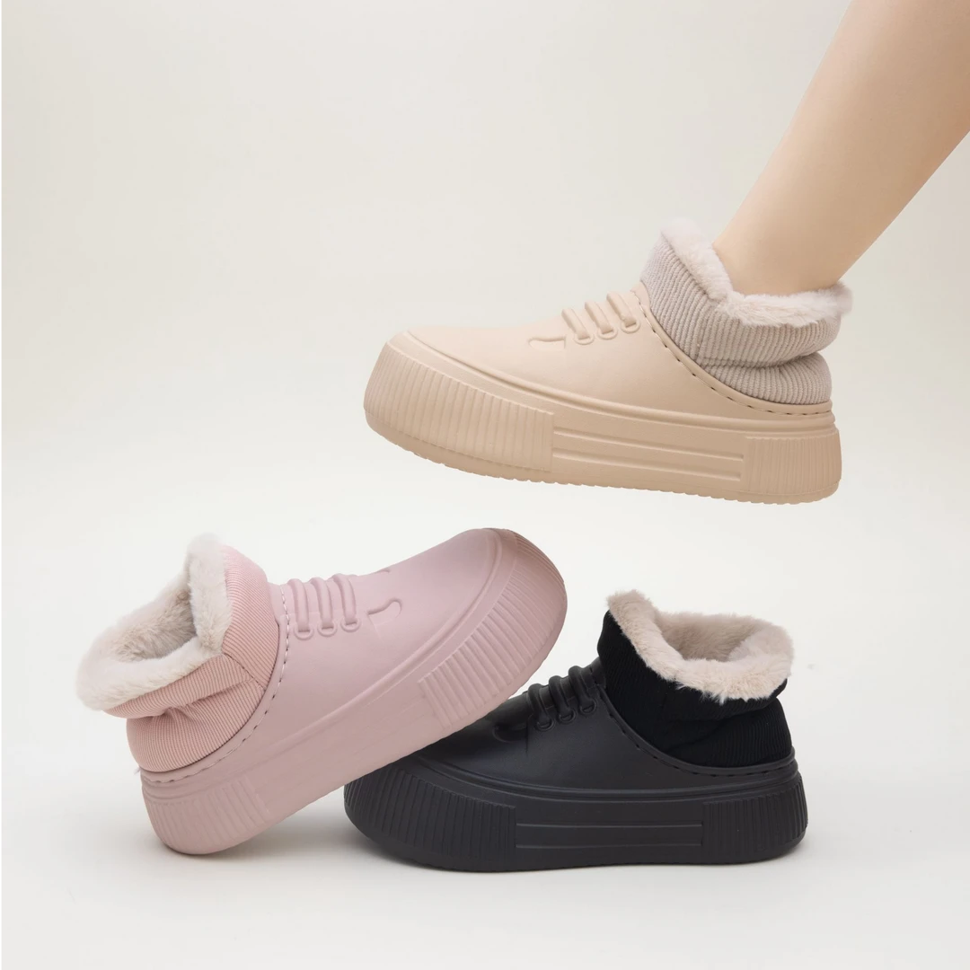 2024新款防水家居室内秋冬季厚底防滑外穿包跟毛绒拖鞋女5051