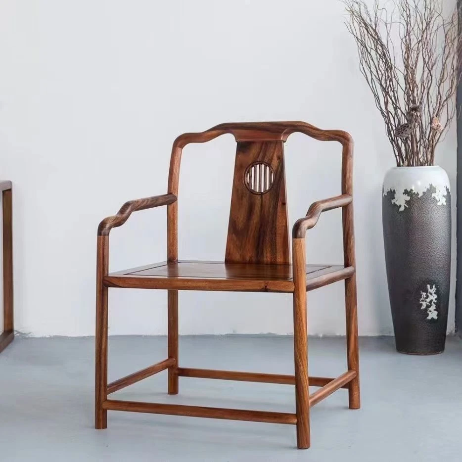 【微瑕疵】南美胡桃木全实木浩然客椅茶桌椅书房椅办公休闲