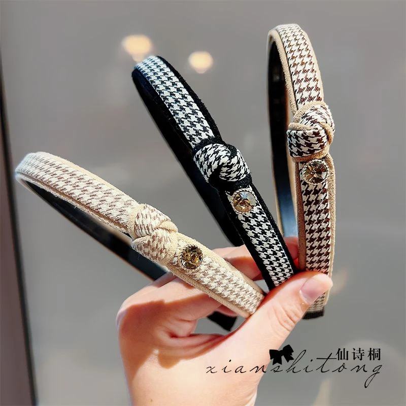 小香风千鸟格发箍儿童发饰新款女童防滑发卡女孩压发头饰气质发扣