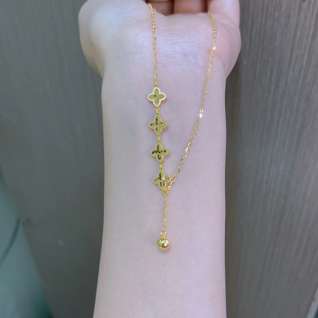 5G工艺足金999时尚新款爆闪幸运草套链