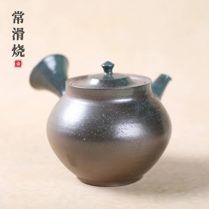 日本进口茶壶常滑烧急须 中川贵了全手工柴烧侧把壶日式茶壶陶