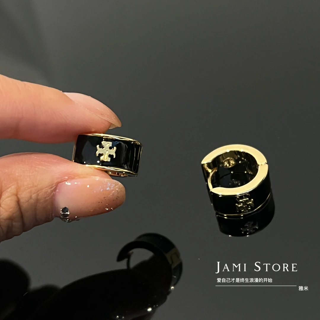 铜合金珐琅耳饰 【雅米】简约气质时尚耳圈轻奢百搭日韩小众个性