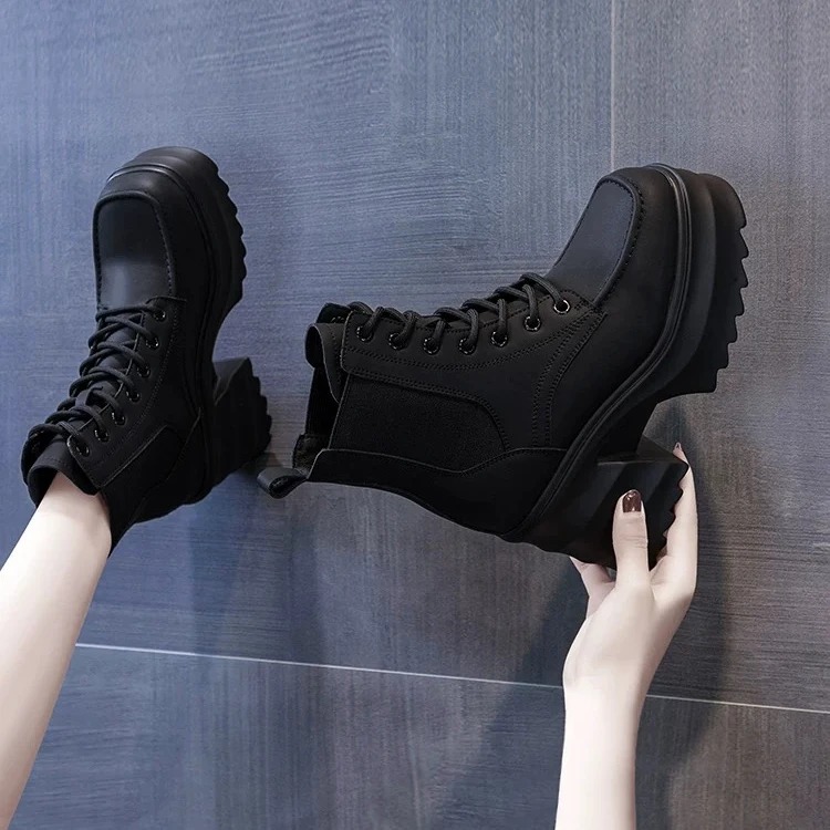 厚底英伦风内增高马丁靴女2024年秋季新款切尔西短靴加绒秋冬季