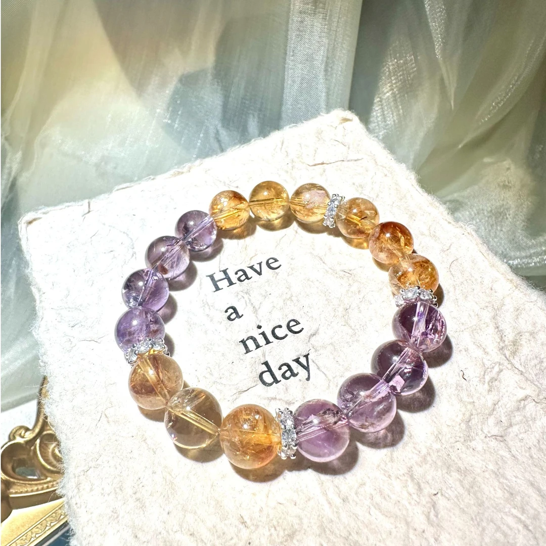 【喜饰原创 半见】9-10mm黄紫水晶单圈手串 126 天然微瑕介意勿拍