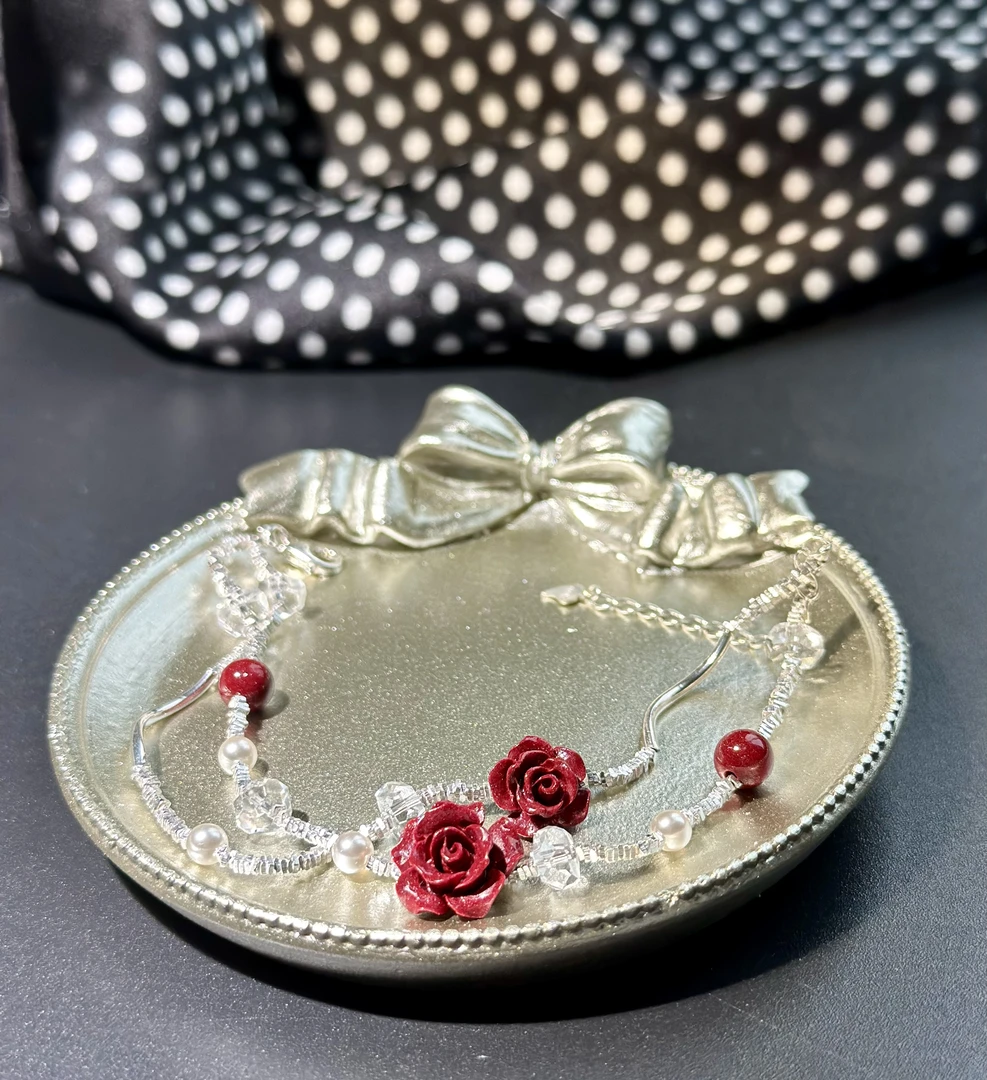 天然辰砂【喜饰 双生玫瑰】紫金砂玫瑰手链 039