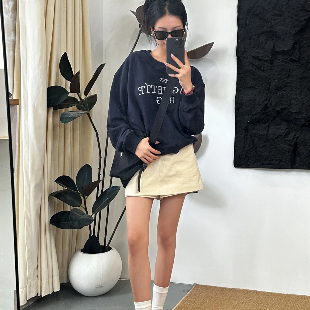 【Approach】韩国东大门宽松百搭休闲美式刺绣卫衣长袖上衣卫衣
