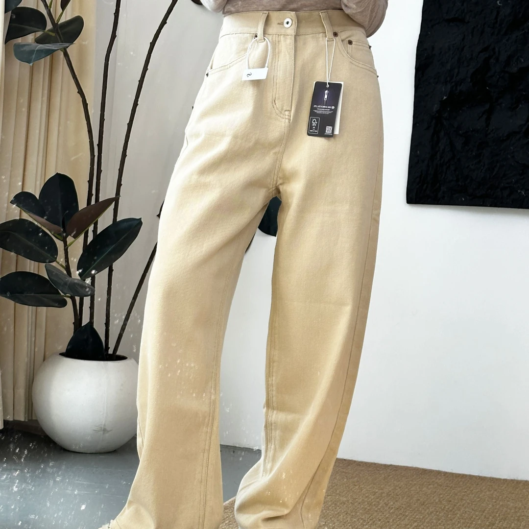 【objet】韩国东大门高腰直筒牛仔裤宽松显瘦窄版阔腿裤子