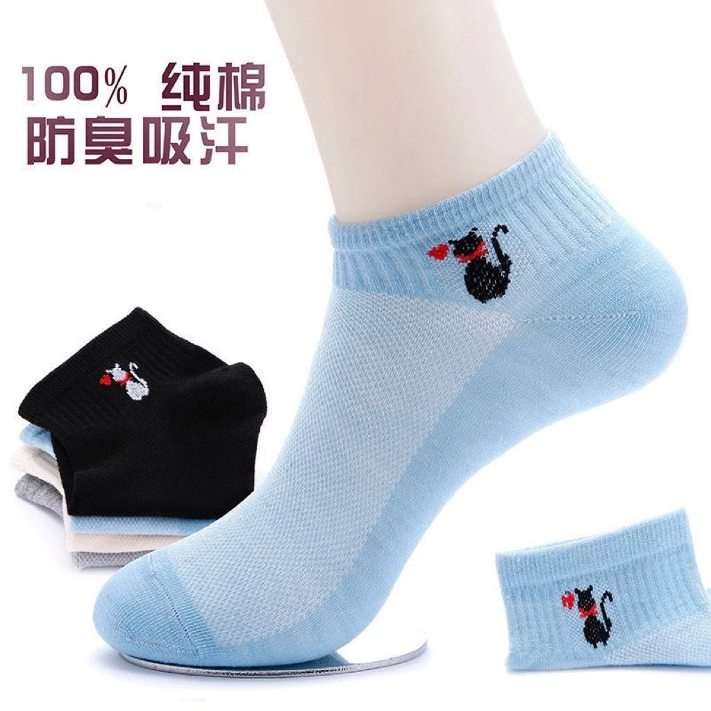 袜子女短袜夏季防臭薄款韩版短款船袜女款网眼运动ins潮女袜短筒