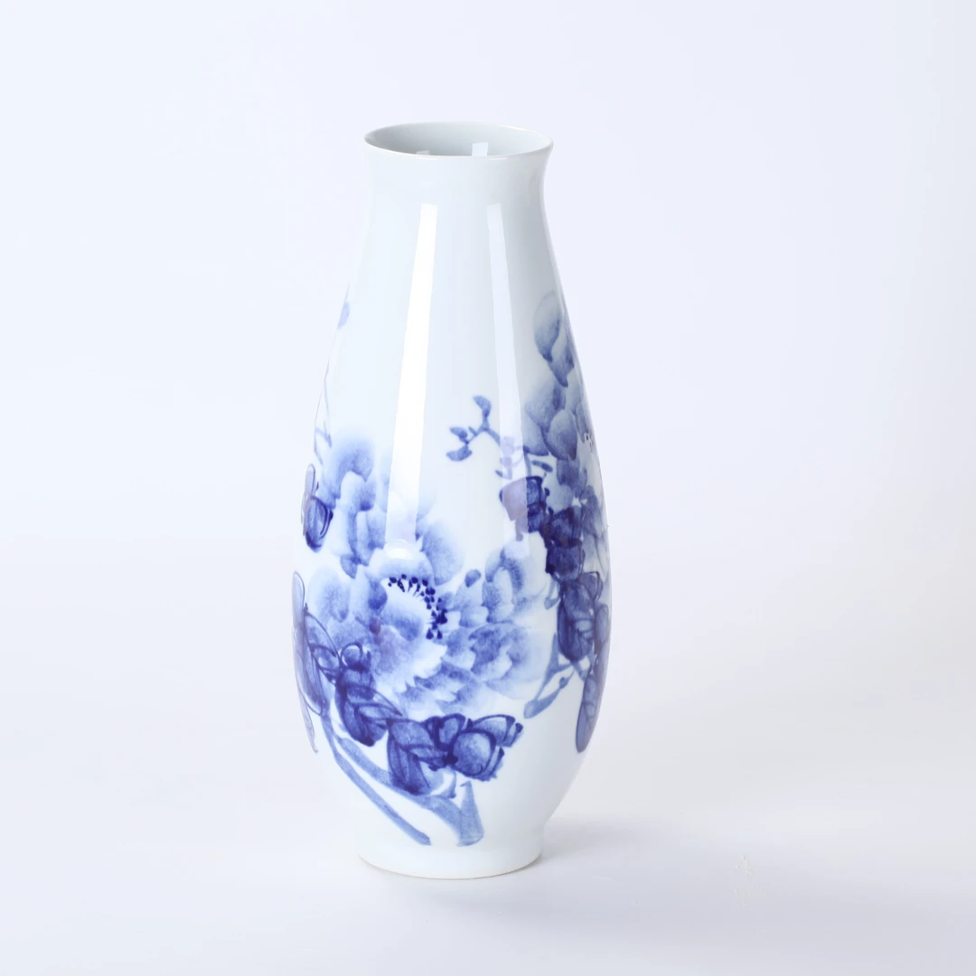 景德镇青花花开富贵芙蓉瓶