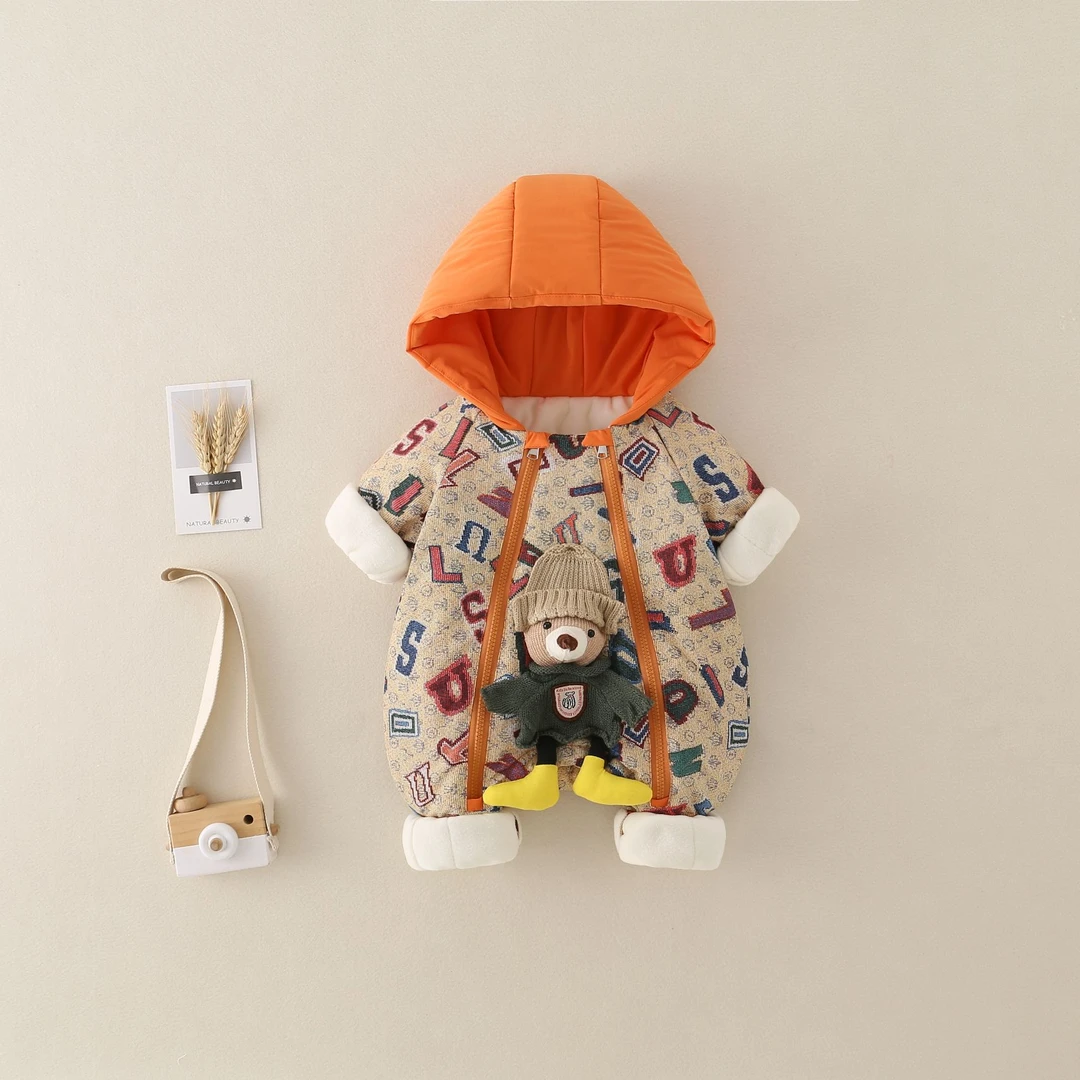 婴幼儿宝宝秋冬加棉加厚连体衣娃娃哈衣外出服保暖新生儿