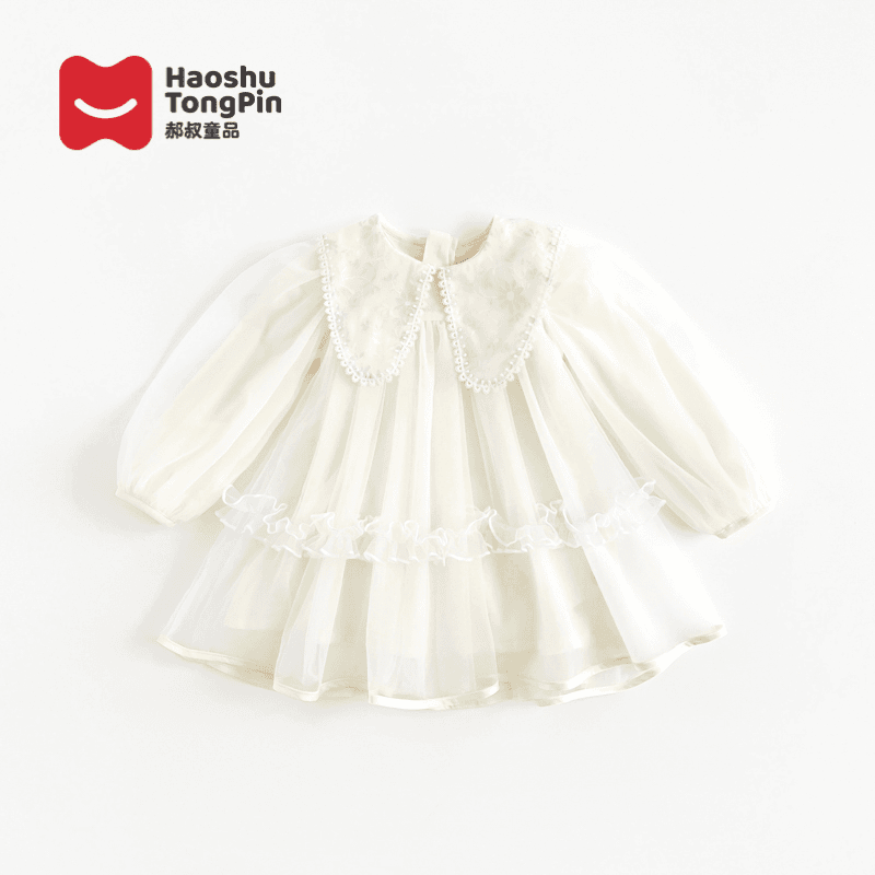 郝叔童品BY4103女童网纱连衣裙2024春秋新款小女孩时髦洋气公主裙