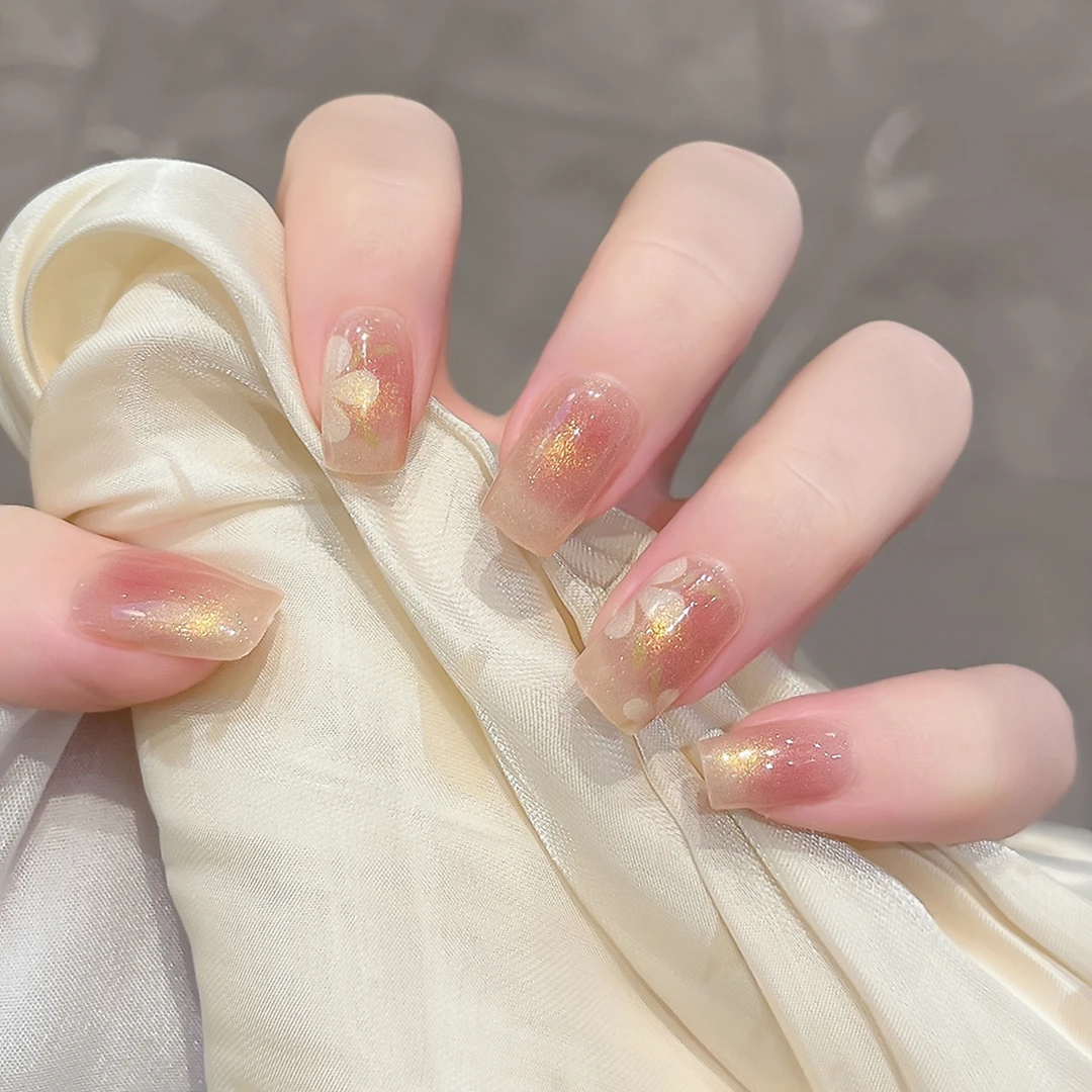 【ES879】20指照灯变硬的uv半固化凝胶美甲贴纸全贴半烤指甲贴纸