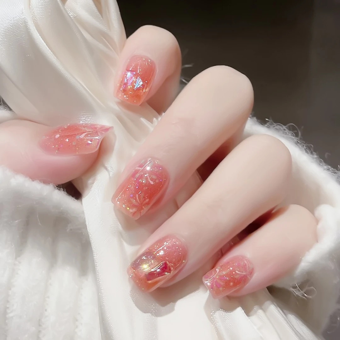 【ES275欧泊烟花】20指半固化凝胶uv半烤美甲贴指甲照灯变硬穿戴甲