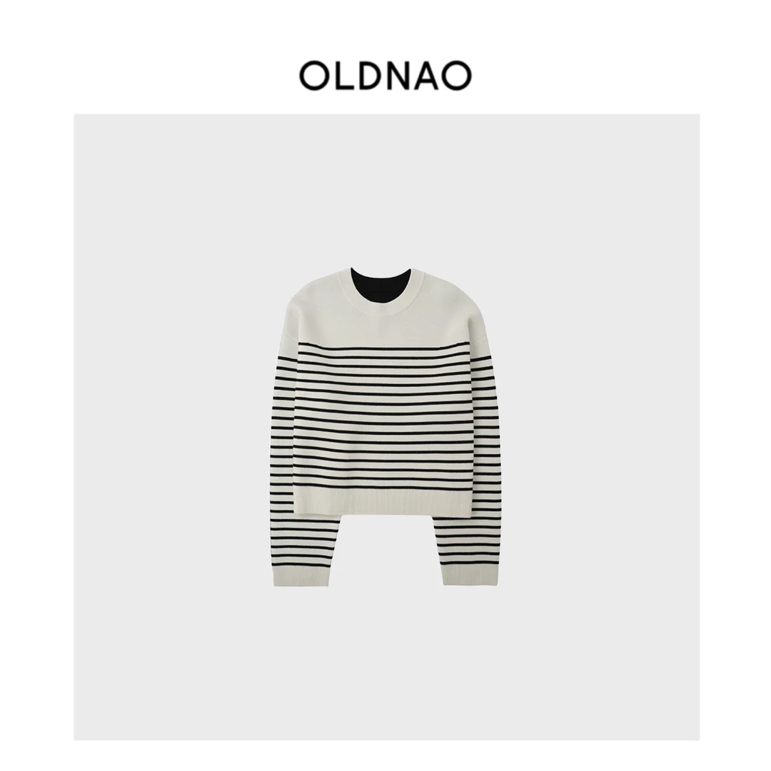 【OLDNAO】品牌订单线极简条纹两穿针织上衣-CC-G0708CC