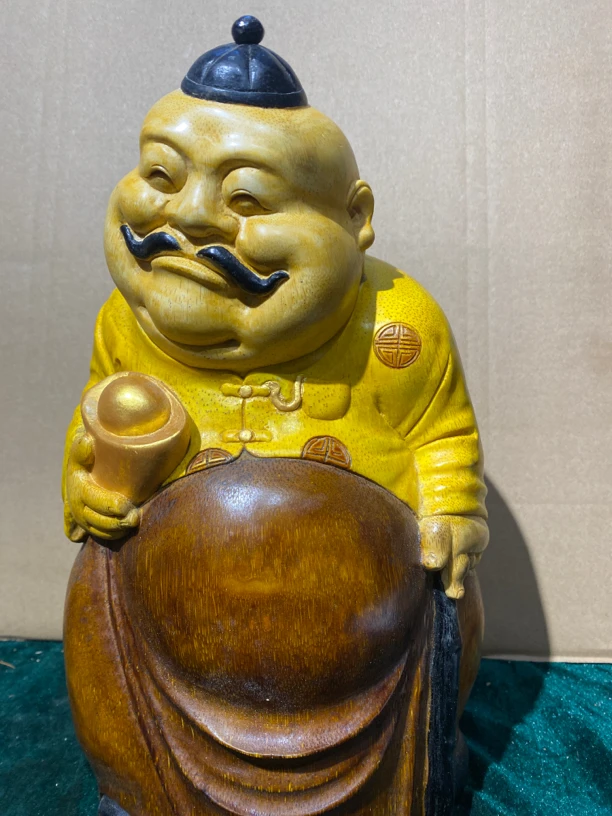【竹根雕】财主 | 高30cm底部直径16.5cm|竹制品摆件竹雕工艺品