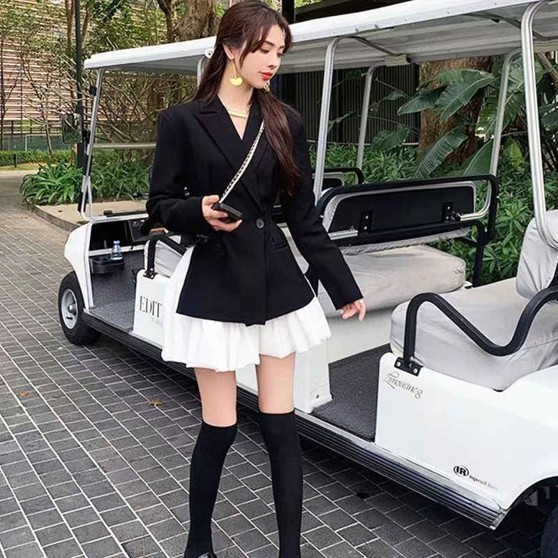 高级感炸街西装套装女2024早秋新款收腰显瘦气质时尚洋气蓬蓬短裙