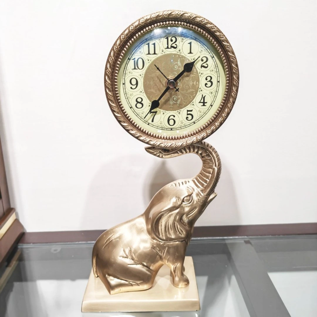 纯铜大象吉祥如意工艺台钟，高档工艺品精品摆件
