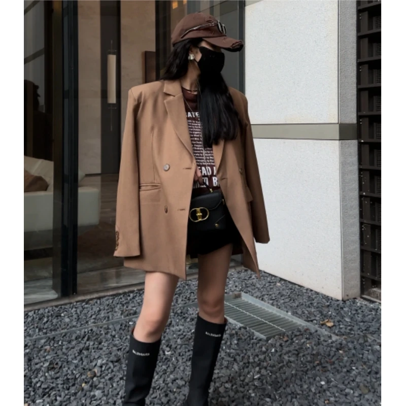 EH微瑕【极简主义】春款韩版时尚百搭西装气质设计西服外套女 W9225