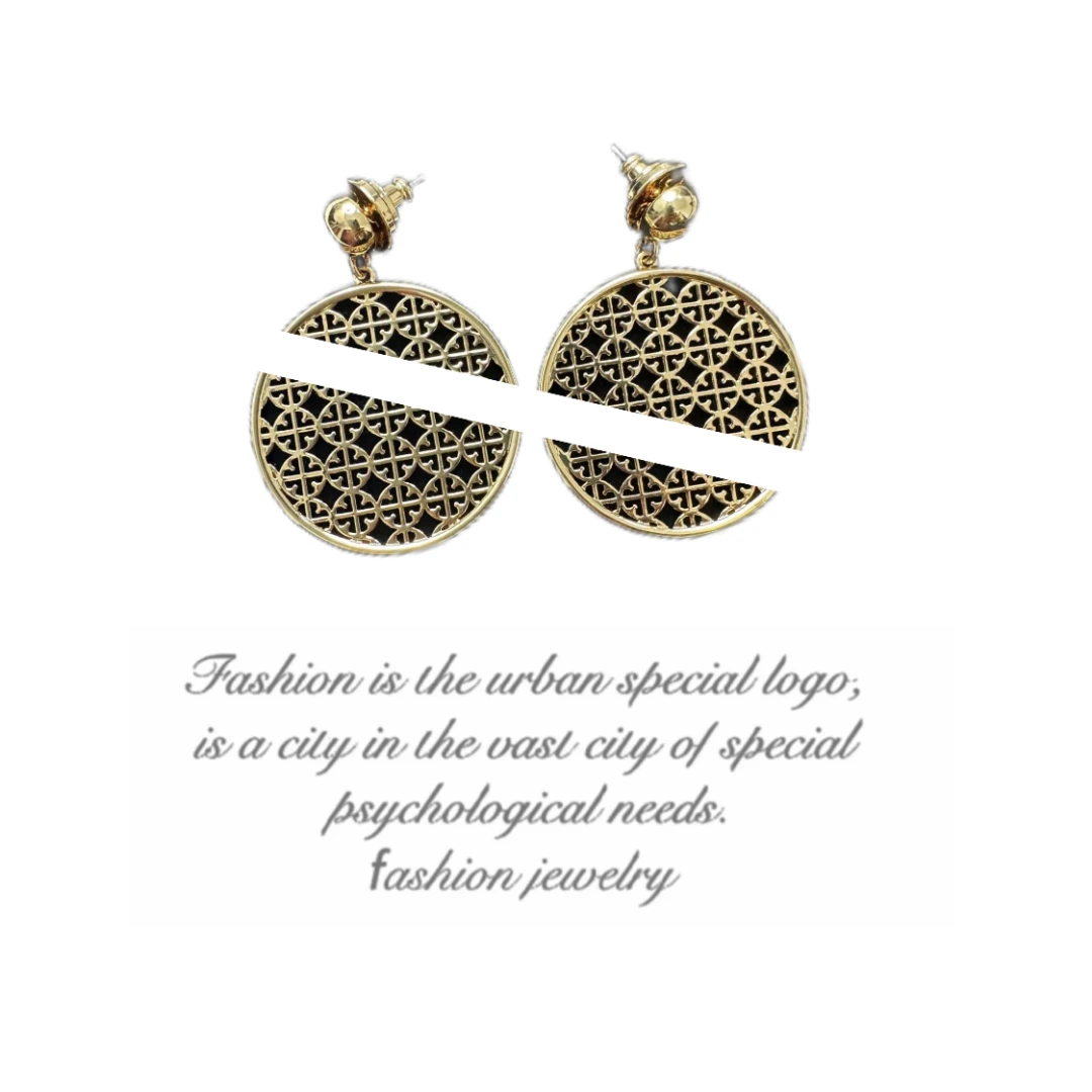 铜合金耳饰 38054时尚气质金色镂空耳钉