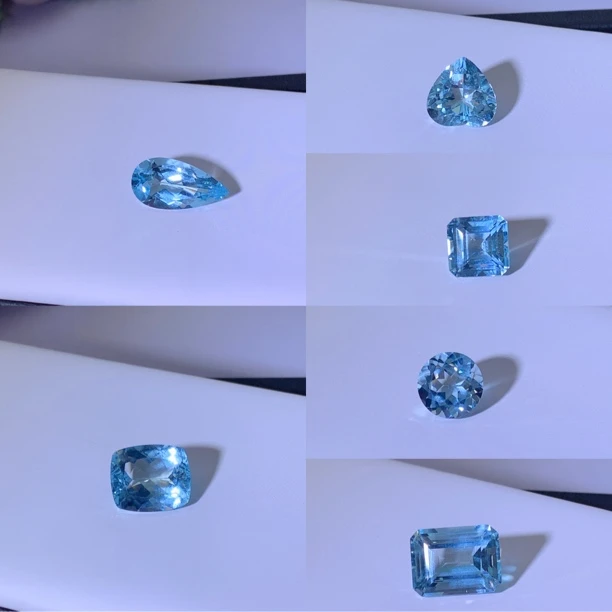 非金属羽毛吊坠 【海蓝宝戒面】万盛珠宝可做吊坠戒指